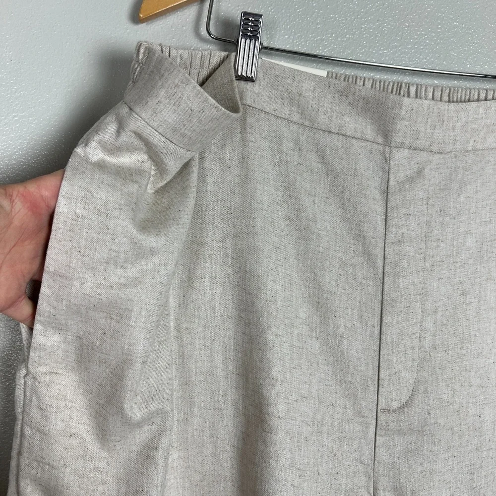 Banana Republic Wide Leg Cropped Pants Womens XXL Beige Linen Cotton Pull On New